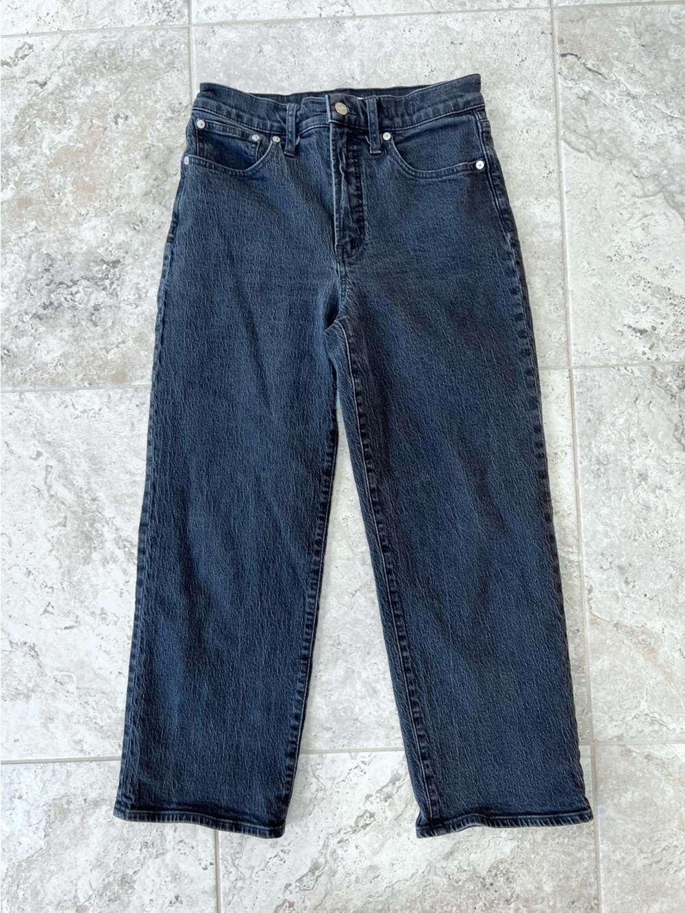 Madewell Petite Perfect Vintage High Rise Wide-Leg Jean Belmere Black Wash, 28P